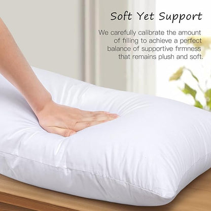 Artscope Synthetic Down Lumbar Pillow Insert, 14x36 Down Alternative Throw Pillow Insert. Ultra Soft Fluffy Sleeping Pillow with 100% Cotton Cover, Decorative Pillows Set of 2-White.