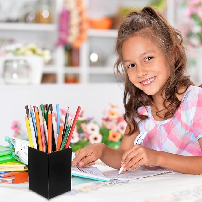 10 Pack Black Acrylic Pen Holder, Desktop Pencil Organizer Makeup Brush Holder Acrylic Pencil Cup Stationery Storage for Desk Office Pen Organizer