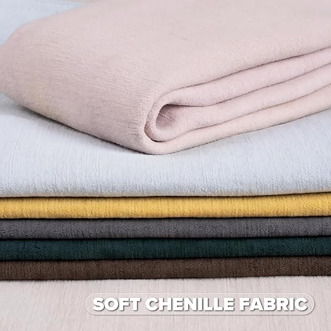 FUTEI Beige Chenille Throw Pillow Covers 12x20 Inch Set of 2,Edges Double-Stitched Lumbar Pillow Cases,Modern Home Decor for Couch Living Room
