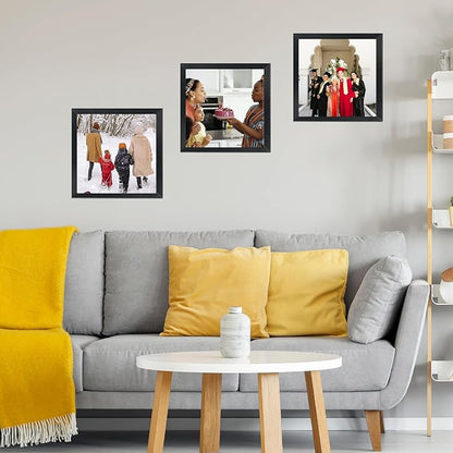 6x6 Picture Frame Set of 2 for Wall Hanging or Tabletop, 6 x 6 Square Wall Gallery Poster Photo Frame with Shatter Resistant Plexiglass, 2 Pack, Black