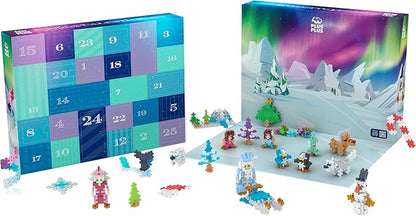 PLUS PLUS Christmas Advent Calendar 2025, 25 Kids Building Block Toys, Mini 3D Puzzle Kits, Fun Holiday Countdown Stem Gifts, 600 Pieces - Arctic Adventure