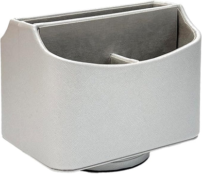 UnionBasic Rotating Desk Organizer, 360 Degree Desk Spinning Caddy, Desktop TV Guide/Mail/Media/Remote Controller Holder Organizer, Silver