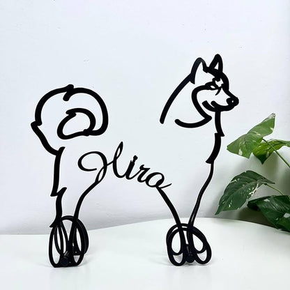 Personalized Siberian Husky Dog Minimalist Sculpture, Custom Dogs Name Metal Desk Decor, Decorative Aesthetic Table Sign Gifts for Officer, Friends, Animal Lover, Kids, Mom, Dad