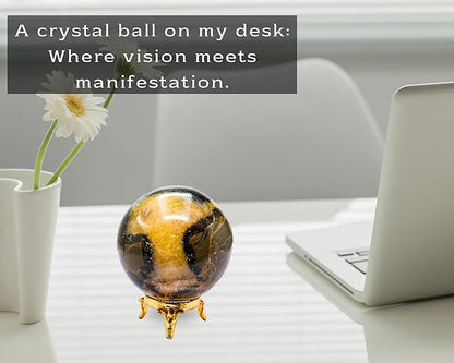 Amazing Gemstone Septarian Crystal Ball with Stand - 2.5 Inches Large Crystal Sphere Meditation Balls for Witchcraft and Decorative Balls