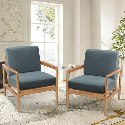 H.VERSAILTEX Fleece Couch Cover Stretch Armchair Slipcover 2 Piece Soft Sofa Covers Washable for Mid-Century Modern Chair Accent Chair Cover(Seat Cushion Cover Plus Back Cushion Cover, Stone Blue)
