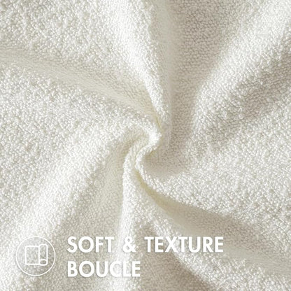 MIULEE 24x24 Decorative Euro Sham Throw Pillows for Bed Set of 2 Textured Boucle Neutral Winter Throw Pillow Covers White Accent Solid Couch Pillowcases Sofa Livingroom Home Decor
