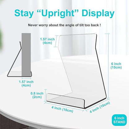 Boloyo Acylic Upright Display Stand, 10PC 6 Inch Clear Display Holder Easel Base Picture Frame for Home Office School Store to Display Book, Vinyl Record, Album, LP Cover, Artworks, CDs