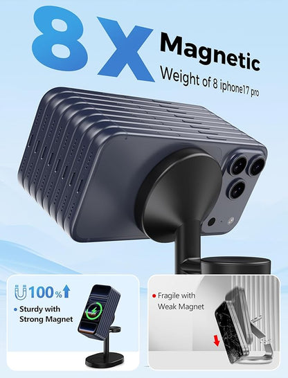 2026 3 in 1 Wireless Charging Station for Apple MagSafe Charger, 15W Fast Magnetic Mag-Safe Charger Stand for iPhone 17 16 15 14 13 12 Apple Watch AirPods Series, Gifts for Men