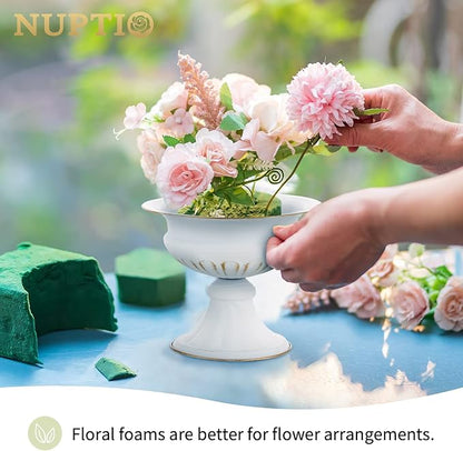 Nuptio White Vases for Centerpieces Wedding - 2 Pcs 6.7in Height Metal Urn Planter Elegant Wedding Centerpieces for Tables - Trumpet Vase for Weddings Party Decoration Centerpiece Table Decorations