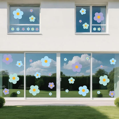 81 Pieces Wall Decal Flower Stickers - Removable Peel & Stick Wall Decals for Kids' Girls Room Decor(Purple, Blue, Green)