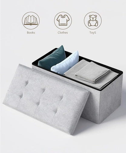 Folding Storage Ottoman Bench, Multi-Functional Ottoman Foot Rest, End of Bed Bench, Storage Chest for Living Room, Bedroom, Hallway, Entryway, Holds Up to 600 lbs (Dark Gray, 30 Inches)