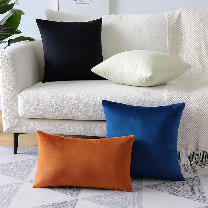 Artscope Luxury Velvet Pillow Covers Super Soft Decorative Square Throw Pillow Covers Case Cushion Covers for Sofa Couch Bedroom Car Decor 26x26 Inch Cream White