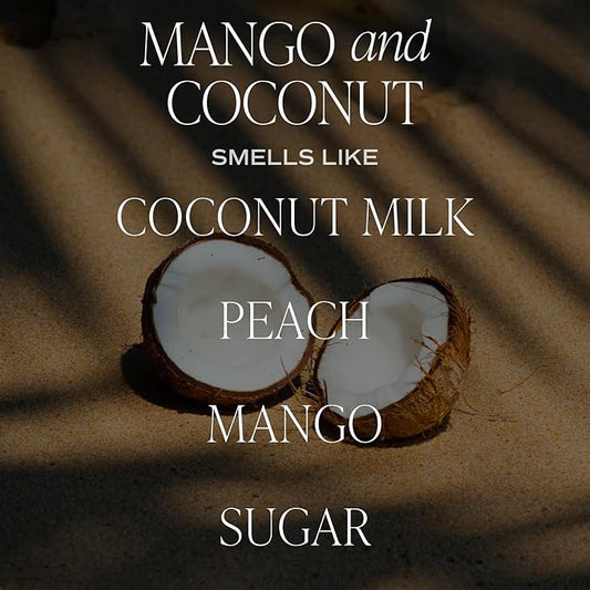 Sweet Water Decor Mango and Coconut Patterned Candle – Soy Candles with Pineapple, Mango, Orange, Peach – 40 Hour Burn – 9oz Clear Glass Jar – Ideal for Valentines Presents or Any Special Occasion