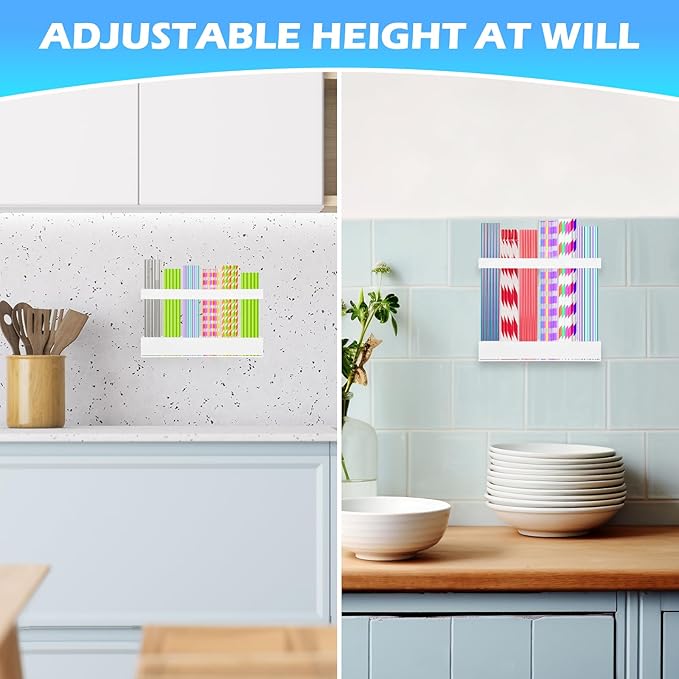 Straw holder for cabinet door,Acrylic Straw Organizer,Straws Dispense for Kitchen Counter and Cabinet Door (white)