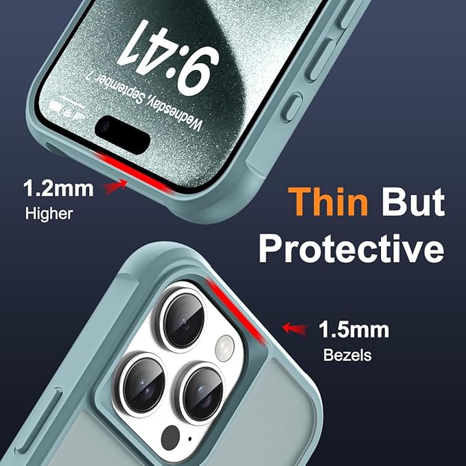 Compatible with iPhone 15 Pro Max Case with Invisible Magnetic O-Ring Stand Military-Grade Translucent Case for iPhone 15 ProMax 6.7" [Compatible with Mag-Safe][Great Grip Feeling], Blue