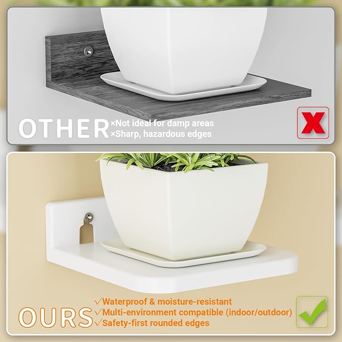 Yieach 5 Inch Mini Shelf for Wall,4 Pack Plant Shelves Indoor,Small Acrylic Floating Shelves for Wall and Display Ledges Picture,Funko,Anime Figure,Figurine,White