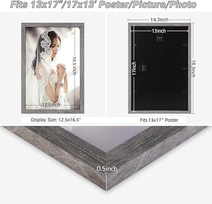 13x17 Frame Distressed Gray, Rustic 17x13 Picture Frame Grey, Art Pic Poster Frame, 13 by 17 Gallery Family Concert Portrait Photo Frame Anniversary/Birthday/Wedding/Thank you/Christmas Gift