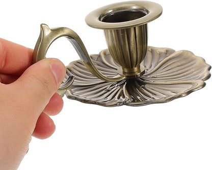 Healifty Candle Holder Candlestick Holder: Taper Candle Holders for Christmas Decor, Vintage Bronze Candlestick Holder with Handle, Candle Stand Chamberstick Handheld for Party Wedding Decor