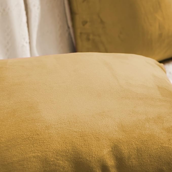FY FIBER HOUSE Pack of 2 Velvet Throw Pillow Covers Decorative Pillowcase Soft Solid Cushion Cover, 16 x 16 Inch, Gold Yellow