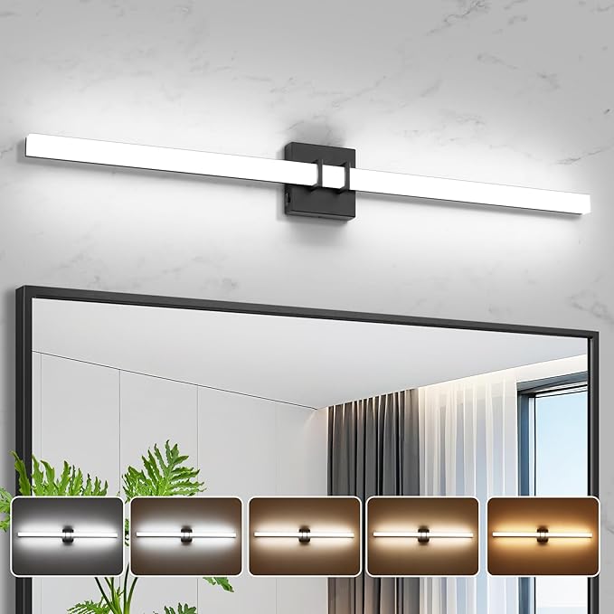 Modern Black Vanity Light Bar 40 Inch, 30W 5CCT Dimmable Bathroom Light Fixtures LED Wall Lighting Fixture