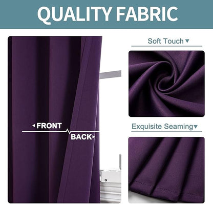 ChrisDowa Grommet Blackout Curtains for Bedroom and Living Room - 2 Panels Set Thermal Insulated Room Darkening Curtains (Royal Purple, 52W x 63L)