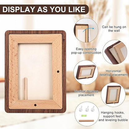 TEYCLZORE 5x7 Natural Walnut Picture Frame, Handmade Photo Frame, Display 3.5x5 Picture with Mat or 5x7 Without Mat, Tabletop Display and Wall Hanging