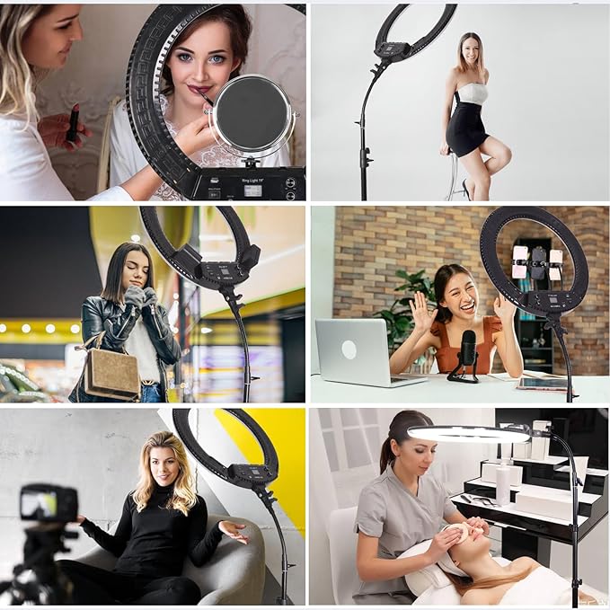 19 inch LED Ring Light Kit for Studio Portrait Photography, YouTube Video Recording, Live Streaming, Eyebrow Tattooing, Eyelash Beauty, Beauty Makeup and Lighting