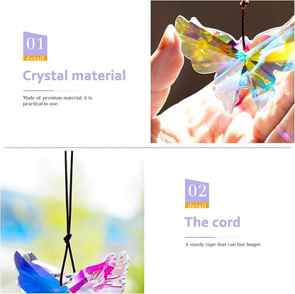 76mm Crystal Hanging Butterfly Prism Suncatcher,Rainbow Glass Butterfly Sun Catcher,AB Prism Hanging Crystals for Window Garden Home Christmas Decor
