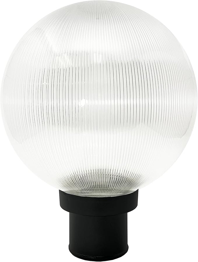 KASTLITE Lamp Post Globe Combo Lighting Fixture | 10" Prismatic Lens with Black Fitter Mounting | Fits 3" Diameter Posts (Not Included) | Comes with with 5000K LED Bulb