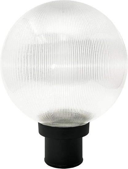 KASTLITE Lamp Post Globe Combo Lighting Fixture | 10" Prismatic Lens with Black Fitter Mounting | Fits 3" Diameter Posts (Not Included) | Comes with with 5000K LED Bulb