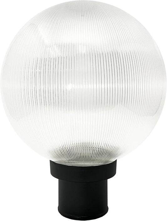 KASTLITE Lamp Post Globe Combo Lighting Fixture | 10" Prismatic Lens with Black Fitter Mounting | Fits 3" Diameter Posts (Not Included) | Comes with with 5000K LED Bulb