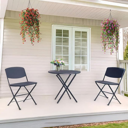 Artificial Hanging Flowers for Outdoors, 2 Pcs Fake Hanging Plant Spring Summer Decor, UV Resistant No Fade Realistic Faux Flower for Front Door Porch Planter Patio Garden Yard(Red Brown)