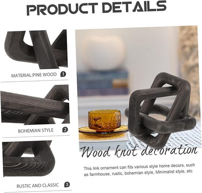 VOSAREA Wood Chain Link Decor for Rustic Home Decor Minimalist Wall Hanging Accents for Living Room Coffee Table and Bookshelf Neutral Color Wood Knot Wall Art