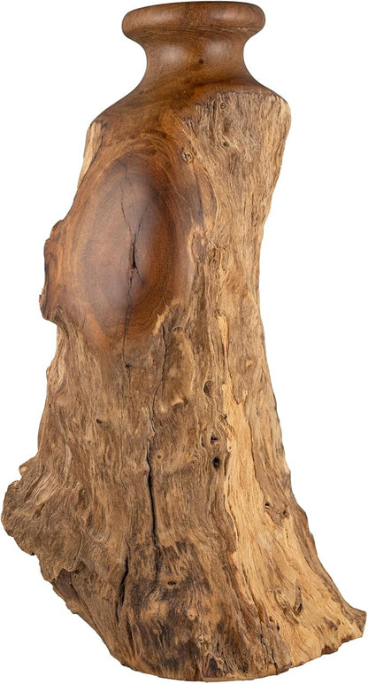 Vitex Pubescens Vahl Handcrafted Natural Wooden Vase; H(11.8”) x D(5"-6.5"); Unique Wooden Vase