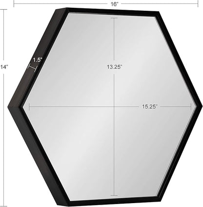 Kate and Laurel Rhodes Modern Hexagon Wall Mirror Set, 3 Pieces Black, Chic Geometric Mirror for Wall