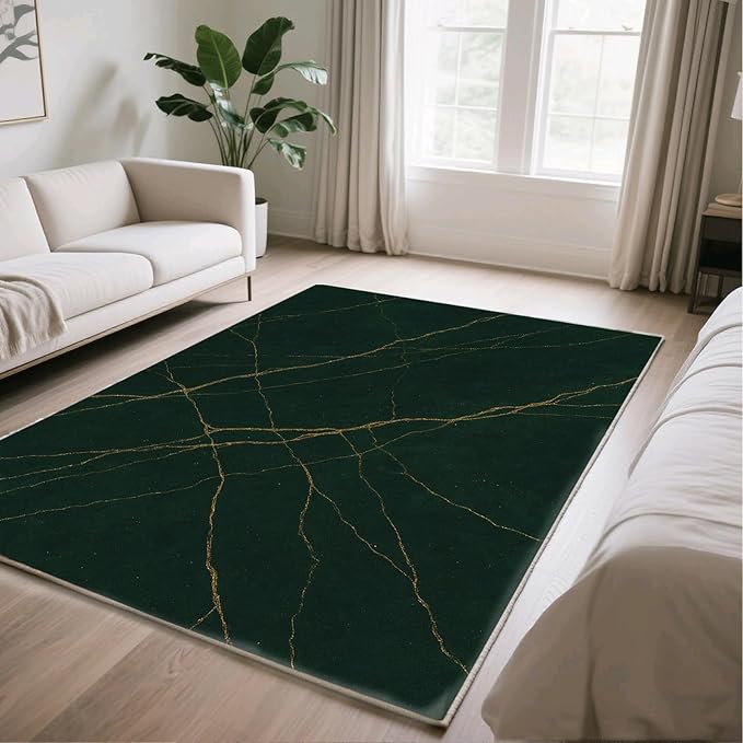 Luxury Marble Rug - 3x6 Runner Rug, Abstract MarbleModern Art Bedside Rugs, Washable & Non Slip Carpet Home Decor