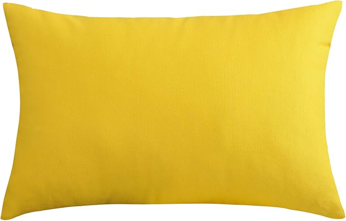 TangDepot Handmade Decorative Solid 100% Cotton Canvas Throw Pillow Covers/Pillow Shams, (12"x20", Yellow)