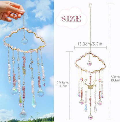 H&D HYALINE & DORA Cloud Shaped Crystal Suncatcher Glass Balls with Chain Rainbow Maker Sun Catcher Hanging Wind Chimes for Christams Home Decor