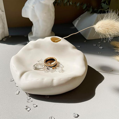 J.K.Leo Exquisite Small Ceramic Jewelry Tray - Trinket Dish Evil Eye Decor, Gold Plate Ring Holder, Modern Boho Home Essentials, Perfume Organizer, Witchy, Aesthetic Room Decor (Sofa)