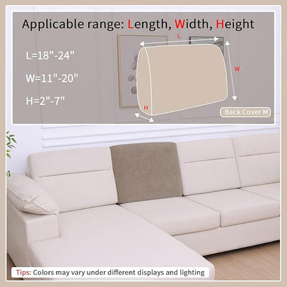 hyha Waterproof Couch Cushion Covers, Waterproof Sectional Couch Covers for Cushion Sofa for Pets, Stretch Sofa Slipcover Washable with Elastic Bottom(Back Cover M, Camel)