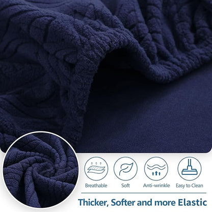 hyha Individual Couch Cushion Covers, Stretch Magic Sofa Seat Cushion Covers Washable, Dog Couch Sofa Slipcover for Pets, Kid with Elastic Bottom(Large, Navy)