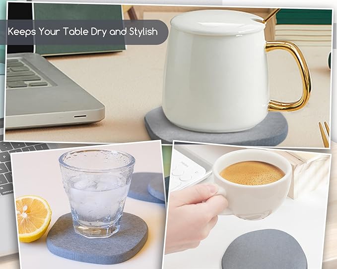 Diatomaceous Earth Coasters,3.9"x3.9", Quick-Dry, Absorbent, Heat-Resistant, Modern Stone Design, Dark Gray, Irregular Shape (4, Grey)