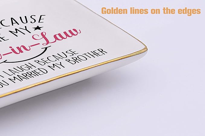 Funny Christmas Gifts for Sister-in-Law,New Year Gift,Funny Ring Dish Gifts,I Smile Because You're My Sister-In-Law,Sister Jewelry Tray,Trinket Holder,Jewelry Box-Birthday Mother's Day Gifts
