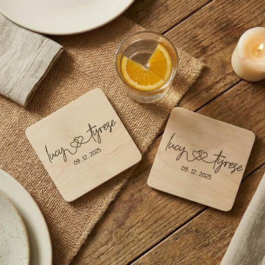 Luxury Custom Couples Wooden Coaster, Gifts for Boyfriend Girlfriend, Valentines Day Gift Gor Him Her, Wedding, Birthday, Anniversary, Christmas 4