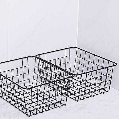 11" Upright Freezer Storage Baskets, Black Wire Storage Bins Small Bakset for Freezer, Pantry, Bathroom Organizing, Set of 4