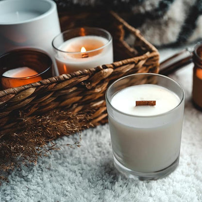 8 OZ Thick Candle Jars for Making Candles 15 Pcs, Gray Empty Jars with Wood Lids for Candle Making, Sample Container,Clear Gray