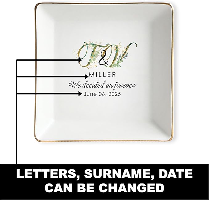 Personalized Mr. and Mrs. Ring Dish Engagement Gifts for Couples, Wedding Jewelry Tray Ring Holder, Gifts for Women Newlywed Future Bride To be, Anniversary Engaged Gift for Women