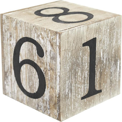 Wooden Perpetual Block Calendar for Desk, Wood Month Date Display Blocks for Teachers, Students, Classroom, Rustic Farmhouse Office Decor, Desk Accessories (5 x 4 In)