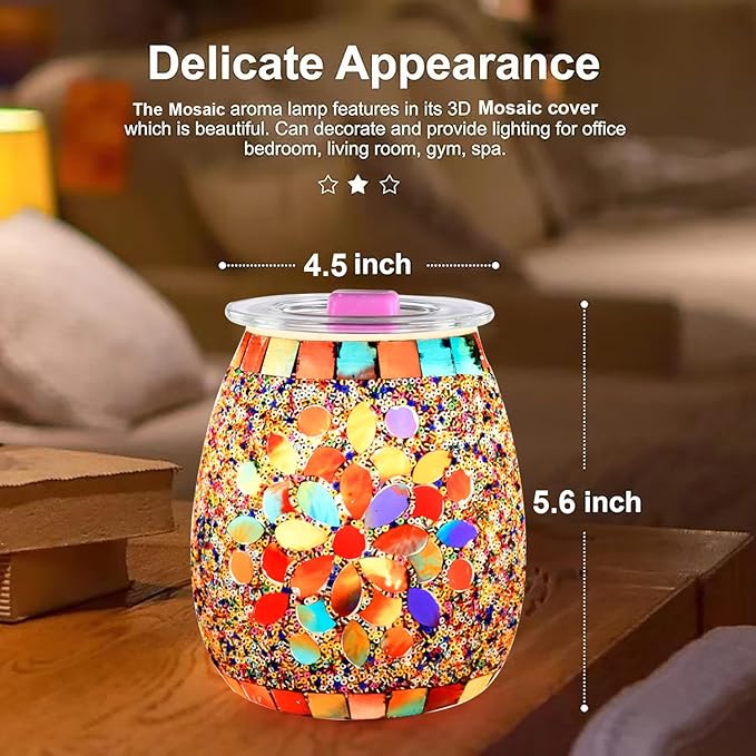Dicimi Mosaic Glass Electric Wax Melt Warmer, Candle Warmer & Essential Oils Burner - Premium Wax Melts Burner (Petal)