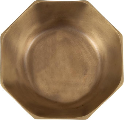 Kate and Laurel Octave Decorative Faceted Metal Bowls, Set of 2, Antique Brass, Cast Aluminum Food-Safe Fruit Bowls for Kitchen Counter or Use as a Key Bowl Set for an Entryway Table